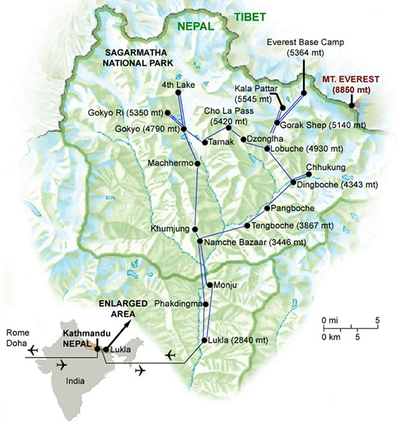 Gokyo Chola Pass Everest Base Camp (EBC) Trek Map